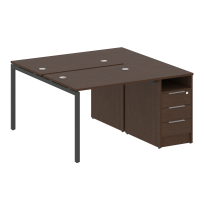 Metal System Quattro Р. ст. с тумбой на П-образном м/к 40БП.РС-СТП-2.1 Акация/Антрацит металл 1412*1475*750