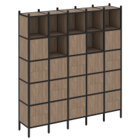 Loft Прямой стеллаж наборный VR.L-10 Тиквуд тёмный/Белый металл 2110×446×2280 Loft Прямой стеллаж наборный VR.L-10 Тиквуд тёмный/Белый металл 2110×446×2280