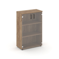 Шкаф для документов средний широкий со стеклянными дверьми Style Project SN.STS.E-205 / Белый – Тиквуд Светлый – Прозрачный – Черные ручки / 796×400×1203 Шкаф для документов средний широкий со стеклянными дверьми Style Project SN.STS.E-205 / Белый – Тиквуд Светлый – Прозрачный – Черные ручки / 796×400×1203