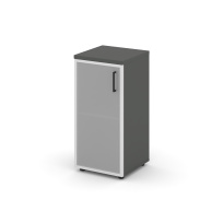 Шкаф для документов низкий узкий левый со стеклянной дверью Style Project SN.STU.E-303(L) / Белый – Тиквуд Светлый – Сатин – Черные ручки / 400×400×833 Шкаф для документов низкий узкий левый со стеклянной дверью Style Project SN.STU.E-303(L) / Белый – Тиквуд Светлый – Сатин – Черные ручки / 400×400×833