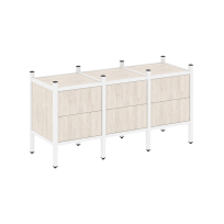 Loft Прямой стеллаж наборный VR.L-06 Тиквуд тёмный/Белый металл 1278×446×636