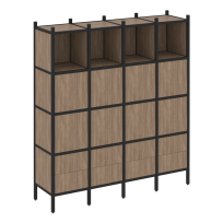 Loft Прямой стеллаж наборный VR.L-09 Тиквуд тёмный/Белый металл 1694×446×1869 Loft Прямой стеллаж наборный VR.L-09 Тиквуд тёмный/Белый металл 1694×446×1869