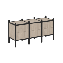Loft Прямой стеллаж наборный VR.L-06 Тиквуд тёмный/Белый металл 1278×446×636