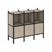 Loft Прямой стеллаж наборный VR.L-07 Тиквуд тёмный/Белый металл 1278×446×1047