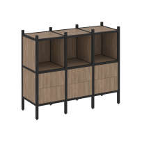 Loft Прямой стеллаж наборный VR.L-07 Тиквуд тёмный/Белый металл 1278×446×1047