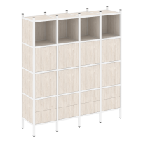 Loft Прямой стеллаж наборный VR.L-09 Тиквуд тёмный/Белый металл 1694×446×1869 Loft Прямой стеллаж наборный VR.L-09 Тиквуд тёмный/Белый металл 1694×446×1869