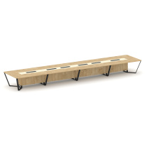 Стол для переговоров прямоугольный Steel Meet KM-PR.B.SP-24 / Тиквуд Светлый – Графит Глянец – Металл Черный / 8000×1600×750 Стол для переговоров прямоугольный Steel Meet KM-PR.B.SP-24 / Тиквуд Светлый – Графит Глянец – Металл Черный / 8000×1600×750