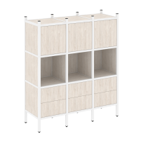 Loft Прямой стеллаж наборный VR.L-08 Тиквуд тёмный/Белый металл 1278×446×1458